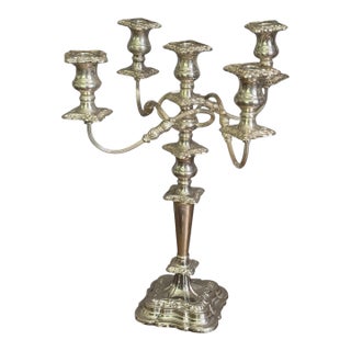 Mid 20th Century , 4 -Arm Candelabra Silverplate Sheffield Made in England For Sale