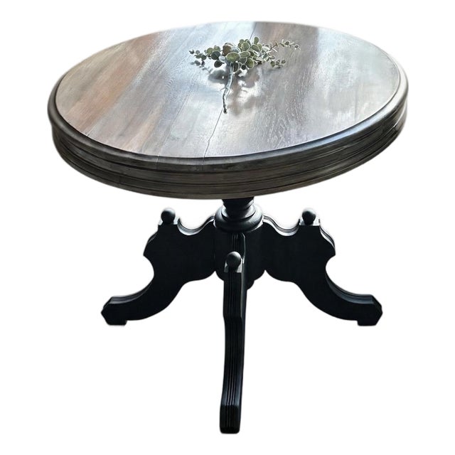 Refinished Victorian-Inspired Pedestal Parlor Table For Sale