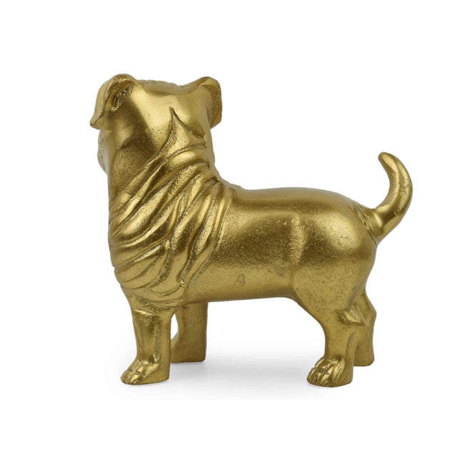 Late 20th Century Late 20th Century Golden Cast Metal Bulldog Figurine For Sale - Image 5 of 7