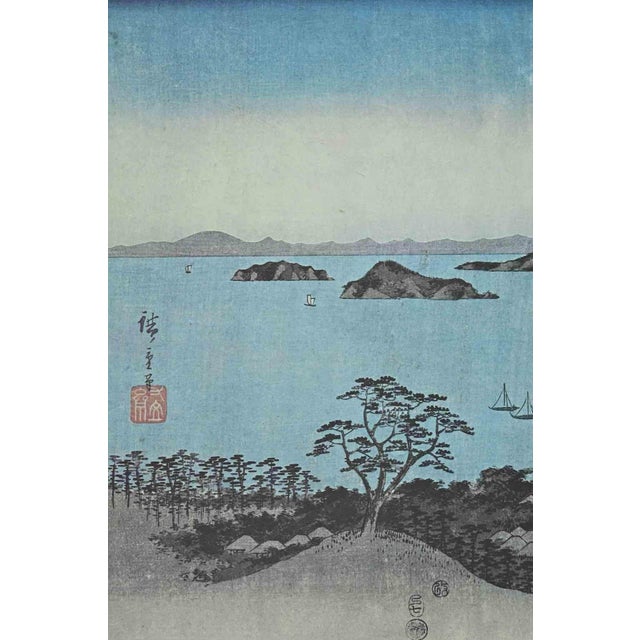 Snow Scene along Kiso Route is a modern artwork realized in the Mid-20th Century. Mixed colored lithograph after a woodcut...