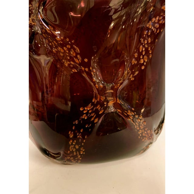 Purple Purple and Gold Art Glass Centerpiece Vase For Sale - Image 8 of 13