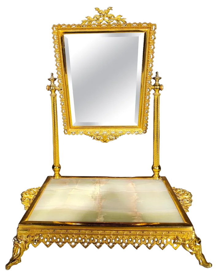 green emerald velvet dress Gold Ornate Arched Triple Dressing Table Mirror 80cm x 56cm – Melody Maison  Ltd
