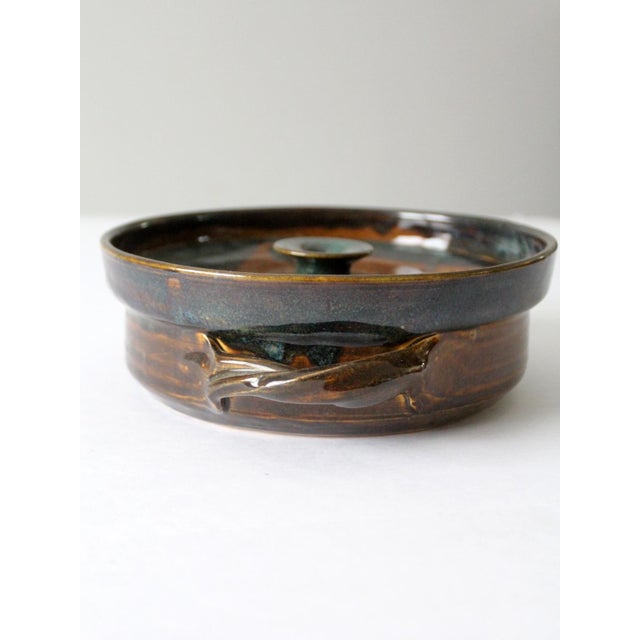 Contemporary Vintage Handmade Studio Pottery Serving Bowl With Lid For Sale - Image 3 of 12