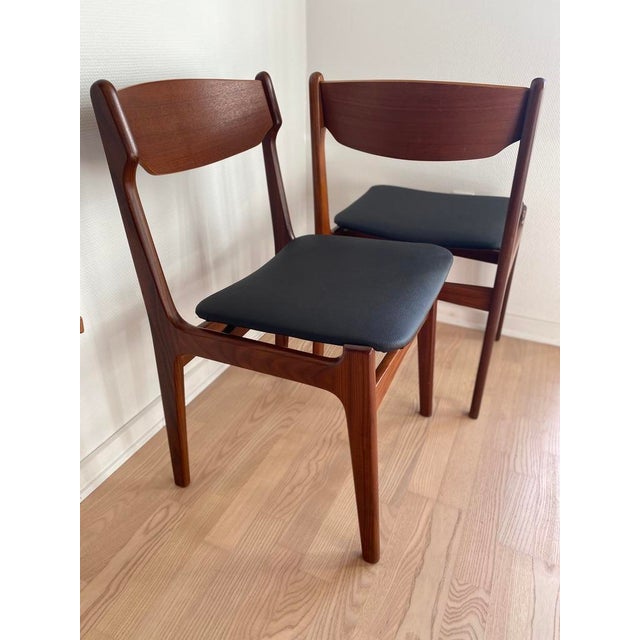 Danish Teak and Faux Leather Dining Chairs by Erik Buch for Oddense Maskinsnedkeri / O.D. Møbler, Denmark, 1960s, Set of 2 For Sale - Image 13 of 18