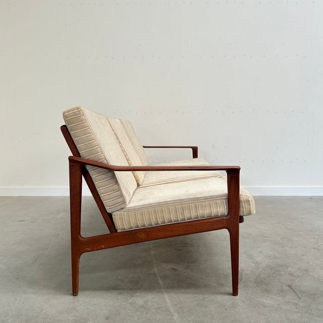 Wood Vintage Scandinavian Sofa in Teak and Fabric, 1960s For Sale - Image 7 of 13