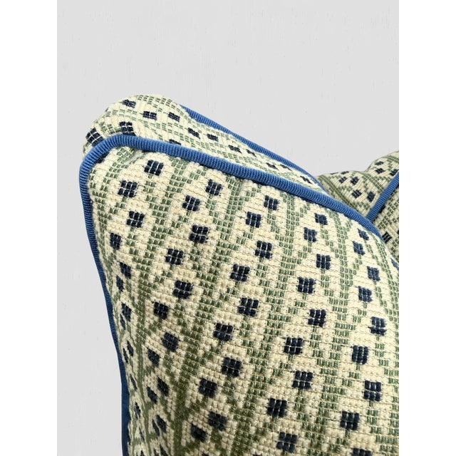 2020s Box Pillow Pair Fabricut Aditi Pistachio Floral Geometric For Sale - Image 5 of 9