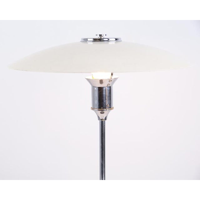 1940s Table Lamp with White Metal Shades and Nickel-Plated Frame by Lyfa, 1940s For Sale - Image 5 of 12