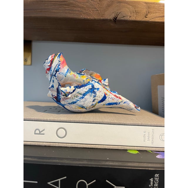 2020s Cheryl Fudge “Mondrian’s Dream Wave” – Signed Painted Shell Sculpture, Nantucket Coastal Abstract For Sale - Image 5 of 12