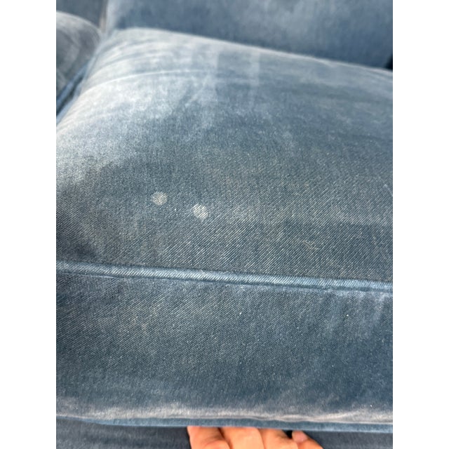 Ethan Allen Peacock Blue Velvet Sofa For Sale - Image 11 of 12
