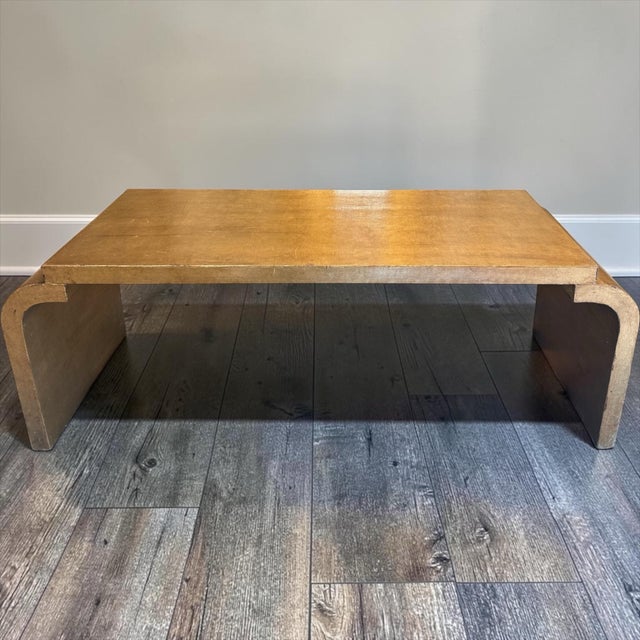 Traditional 20th-C. Neo.Classical Style Waterfall Gilt Leaf Coffee Table Att. Dennis & Leen / Formations For Sale - Image 3 of 9