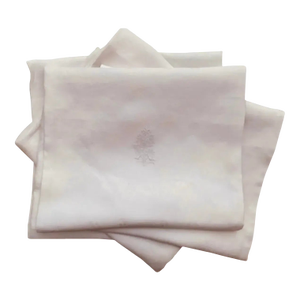 Exquisite Set of Four French Trousseau Linen Napkins With Art Nouveau Damask, C. 1905