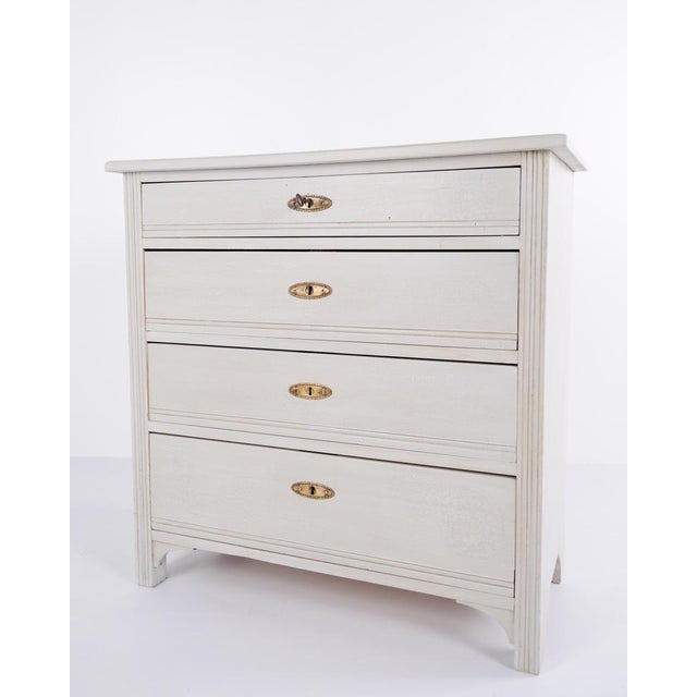 Antique Grey Painted Chest of 4 Drawers, 1890s For Sale - Image 6 of 13