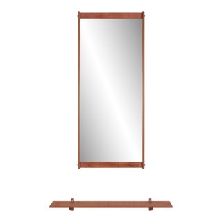 1960s Danish Modern Teak Wall-Mounted Mirror With Shelf by Kai Kristiansen For Sale