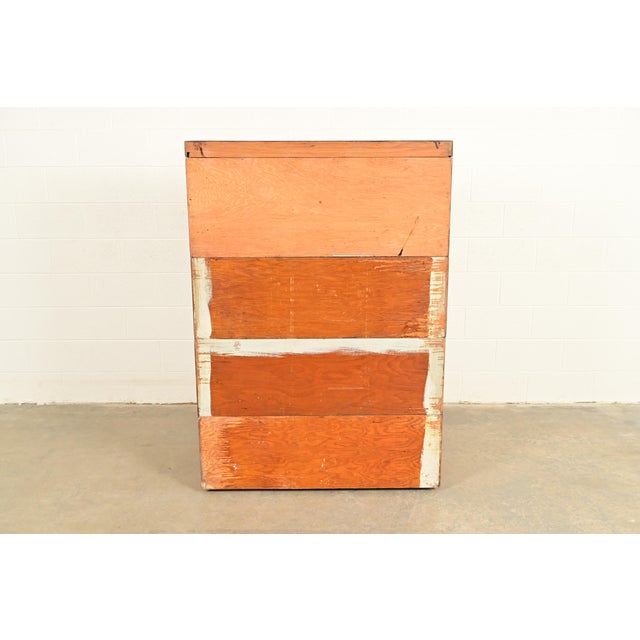 Antique Mission Oak Arts & Crafts 9-Drawer File Cabinet With Barrister Bookcase, Circa 1900 For Sale - Image 16 of 17