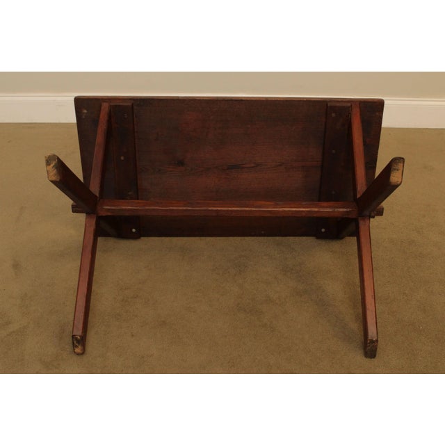 Brown Antique Youth Size Oak Sawbuck Dining Farm Table with Benches For Sale - Image 8 of 13