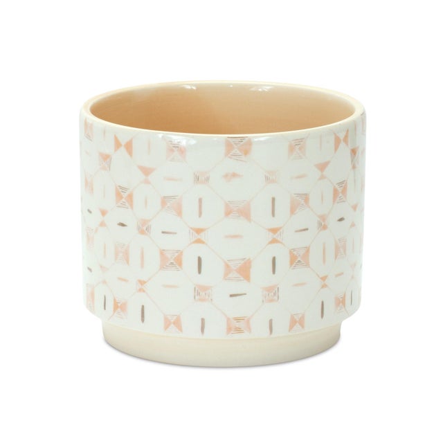 Kenneth Ludwig Chicago Blush Patterned Stacking Pot (Set of 3) For Sale - Image 4 of 4