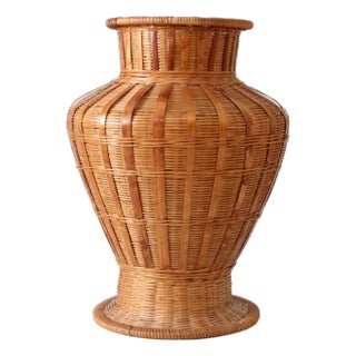 Vintage Wicker Vase Basket For Sale