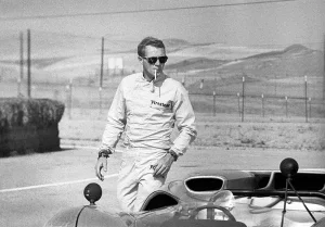 Steve McQueen With His Lola Race Car in 1966 (14x11 Print)