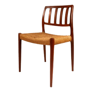 Danish Modern Model 83 Teak Dining Chair With Paper Cord Seat by Niels Otto Møller for j.l. Møller Mobelfabrik, Denmark, 1960's