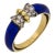 Vintage Diamond 18k Yellow Gold and Blue Enamel Ring, Size 6 For Sale