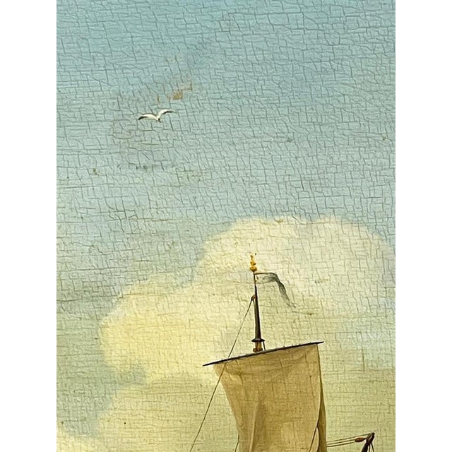 David Kleyne, Seascape with Ships, Oil Painting, Framed For Sale - Image 13 of 16