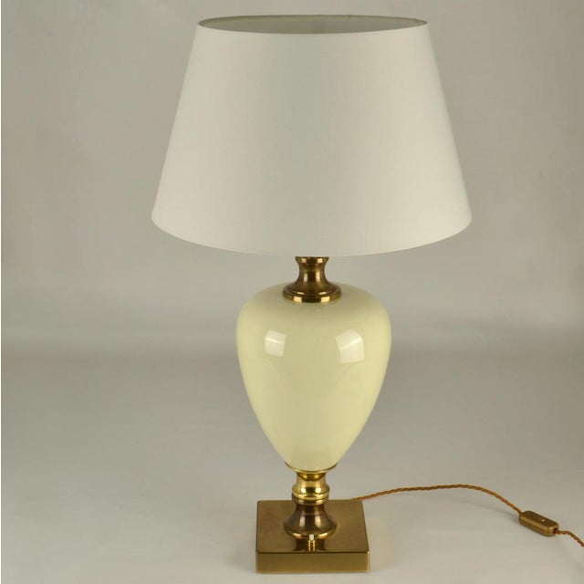 Italian Table Lamps in Cream Porcelain and Brass by Zonca, 1970s, Set of 2 For Sale - Image 12 of 16