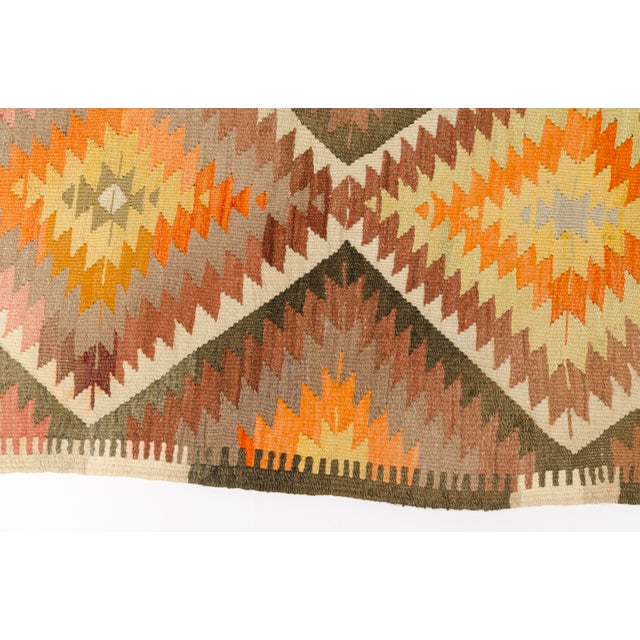Mid 20th Century Terracotta and Ochre Diamond Design Kilim For Sale - Image 10 of 10
