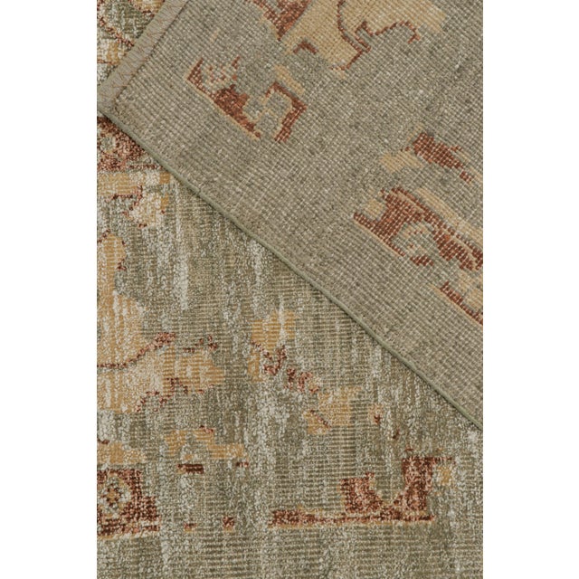 Textile 2010s Rug & Kilim’s Oushak Style Rug in Green With Gold and Rust Floral Patterns For Sale - Image 7 of 8