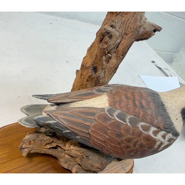 Folk Art Vintage Original Hand Carved Wood Chas Derascavage Bird Decoy Sculpture Statue For Sale - Image 3 of 17