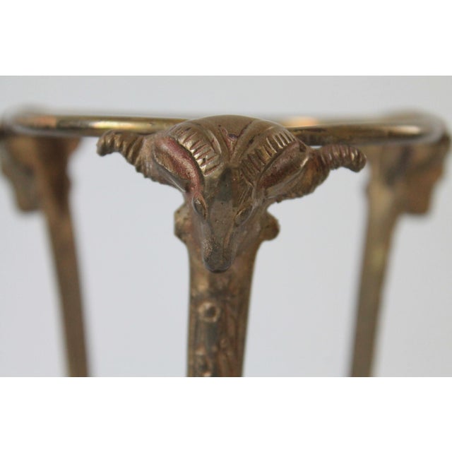 Vintage Solid Brass Stand With Rams Head and Feet Tea Light Holder For Sale - Image 4 of 11