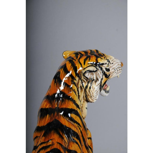 Large Italian Hollywood Regency Ceramic Tiger, 1970s For Sale - Image 17 of 18
