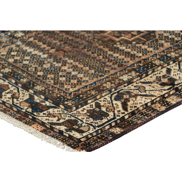 Vintage Gabbeh Persian Rug in Beige-Brown With Geometric Patterns - Rug & Kilim For Sale In New York - Image 6 of 7