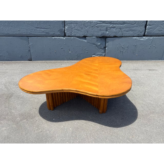 Wood Large Rattan Biomorphic Coffee Table, Usa 1950 For Sale - Image 7 of 17