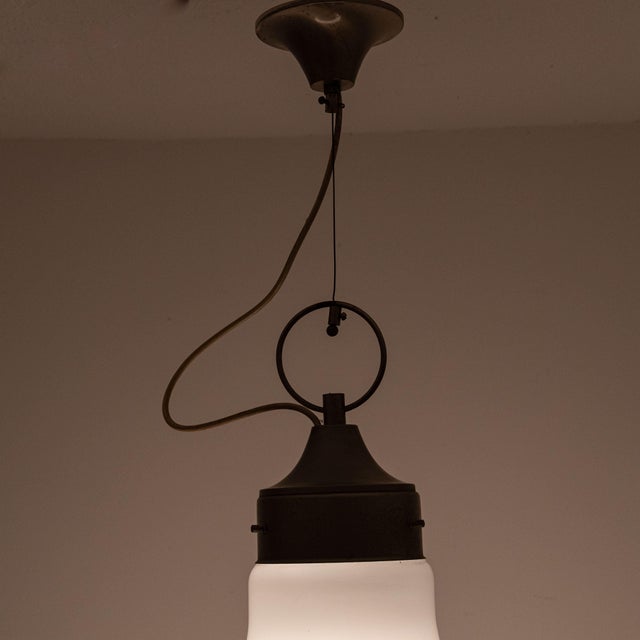 Opal Glass Suspension Lamp For Sale - Image 5 of 7