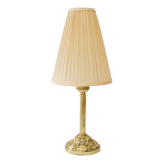 Antique Table Lamp with Fabric Shade, 1890s For Sale