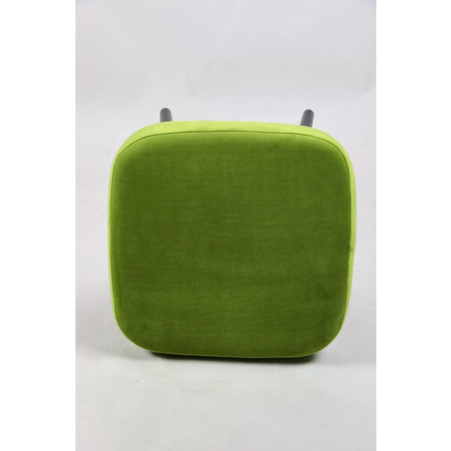 Vintage stool from the 1970s, completely restored - new upholstery in very nice green fabric. Wooden elements lacquered....