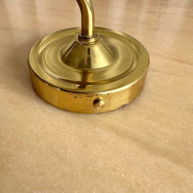 Hungarian Industrial Brass Wall Light with Milk Glass Shade, 1970s For Sale - Image 6 of 12