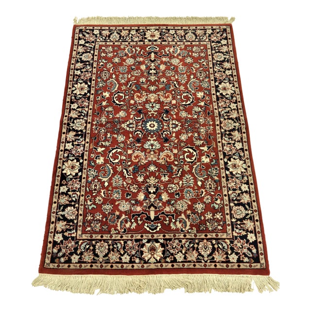 Sarouk Pattern Approx. 4 X 6 Wool Area Rug For Sale