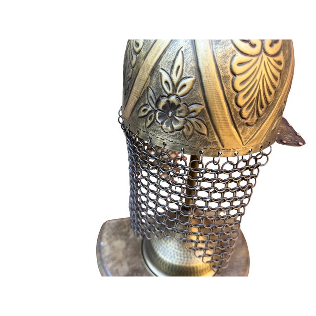 Handcrafted Brass Chainmail Helmet For Sale - Image 11 of 13