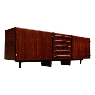 Brazilian Modern Rosewood Credenza With Brass Details by Jean Gillon, Brazil, 1960s For Sale