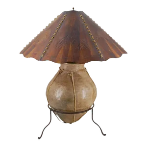 1950s Native American Pottery Copper Works Table Lamp