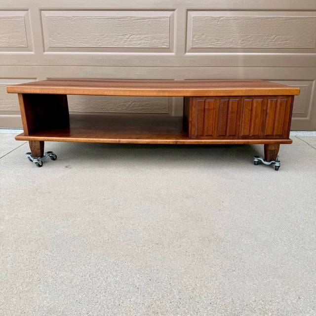 Mid Century Modern Large 60.5”x30” Walnut Coffee Table MCM Vintage For Sale - Image 9 of 9
