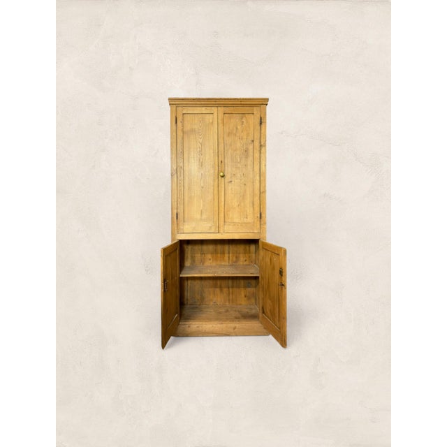 Farmhouse Antique English Pine Housekeeper’s Cupboard (Armoire) For Sale - Image 3 of 7