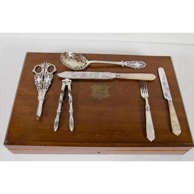 Mid 19th Century Early Victorian Silver Plate Flatware Set for Dessert