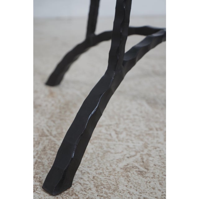 Transparent Stickley Round Glass Top Wrought Iron Base Bistro Tall Table For Sale - Image 8 of 11