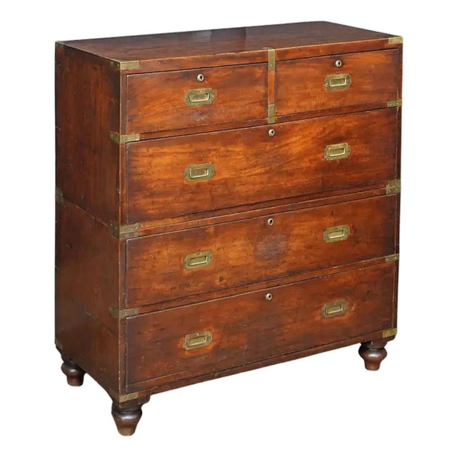 British Military Officer's Campaign Chest Dresser of Brass-Bound Mahogany For Sale