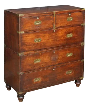 British Military Officer's Campaign Chest Dresser of Brass-Bound Mahogany