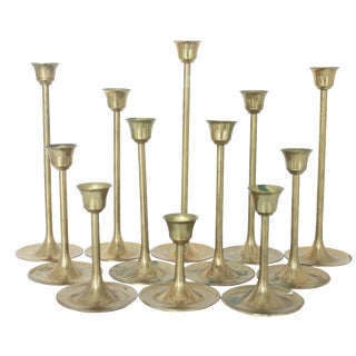 Brass Candlestick Collection - Set of 12 For Sale