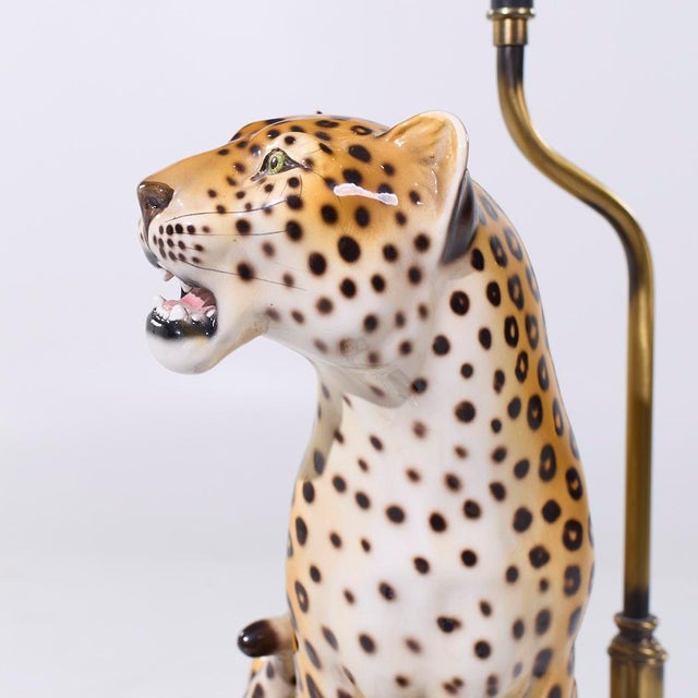 Mid Century Italian Ceramic Leopard Lamp For Sale - Image 10 of 10