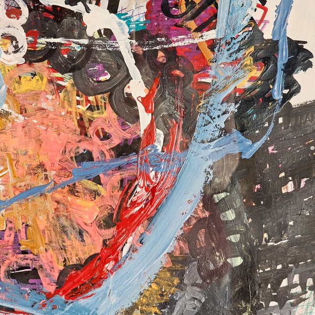 Abstract Mixed Media Painting on Paper Original 26" For Sale - Image 10 of 12